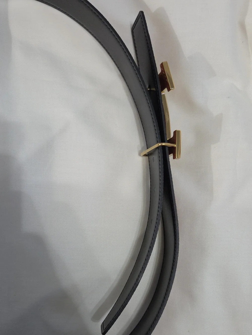 Hermes Brown Leather Men's Belt with Gold H Buckle 100cm